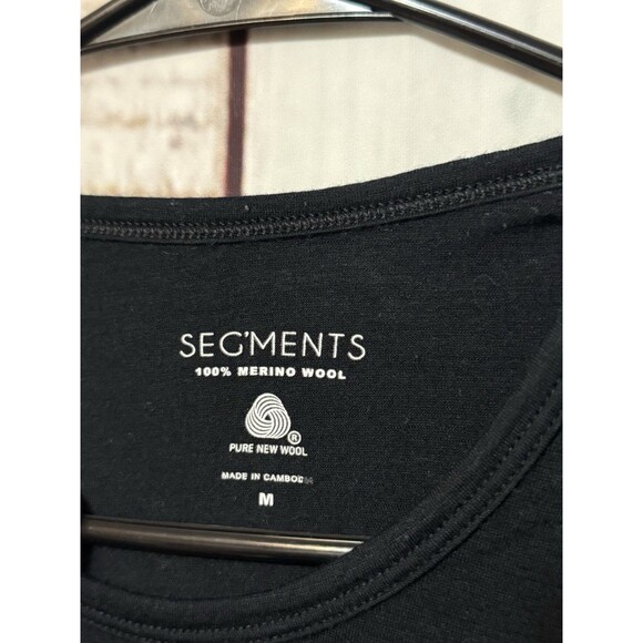 Segments 100% Merino Wool Long Sleeve Knit Basic Top Crew Tee Black Size Medium - Picture 4 of 8